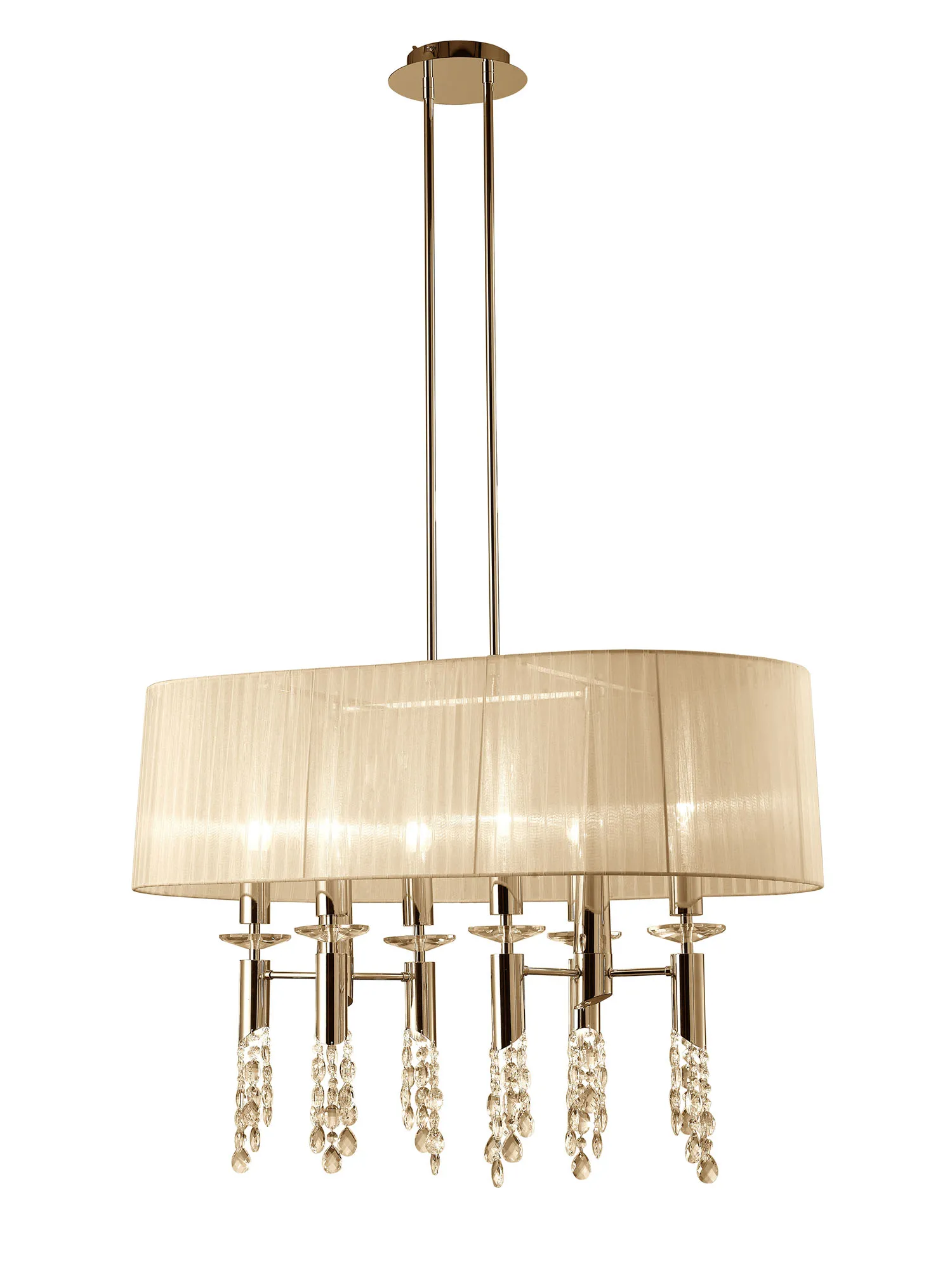 Tiffany FG Crystal Pendant 6+6 Light M3853FG  Mantra Tiffany French Gold-Cream